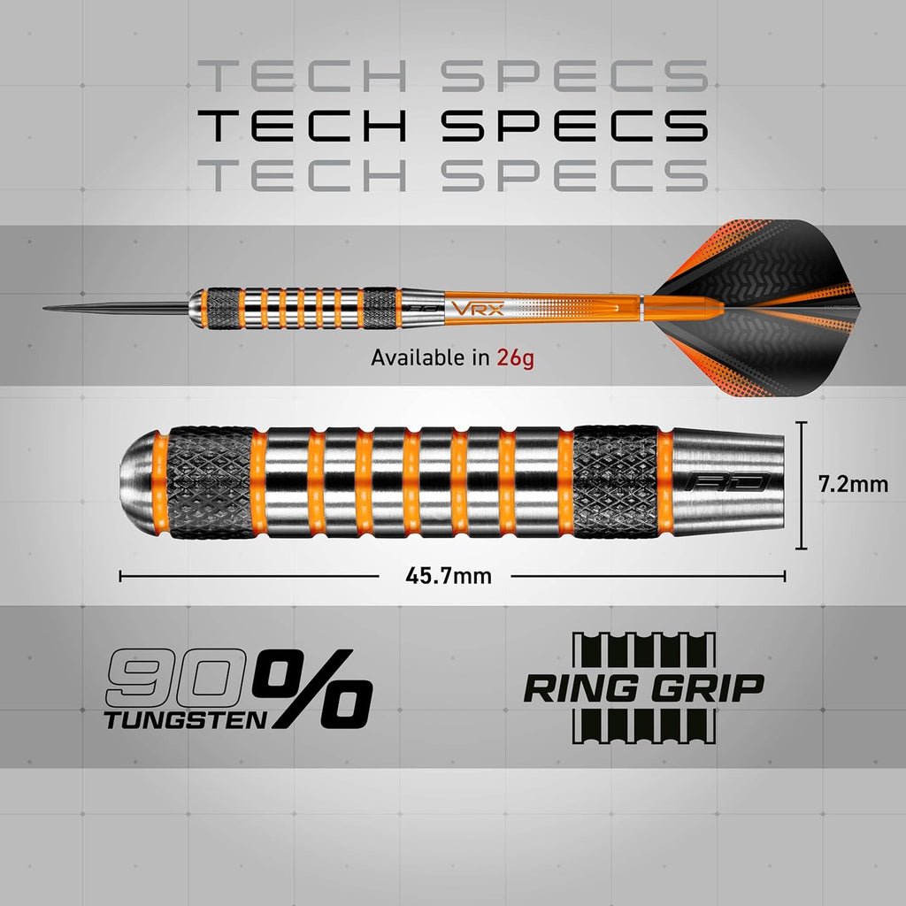 Amberjack Tungsten Darts Set with Darts Flights & Dart Stems (Shafts) – Professional 90% Tungsten Premium Darts Set – Available in 22G, 23G, 24G, 25G, 26G, 27G, 28G, 30G